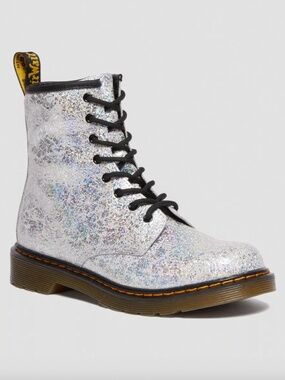 Dr. Martens Youth 1460 Grey Metallic Disco Lace Up Boots